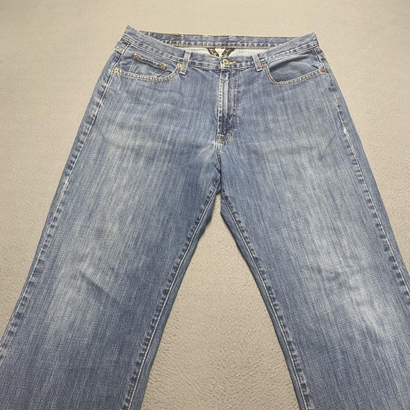 Lucky Brand Jeans Mens 36 Relaxed Straight Leg Denim Medium Wash Zip‎ Fly R108 - Picture 3 of 14